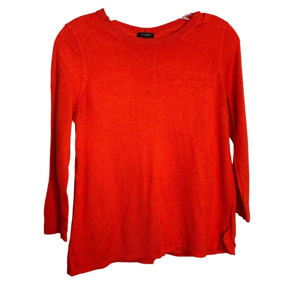Ann Taylor Women's Sweater Cardigan Red Orange Long Sleeve Scoop Neck Career S